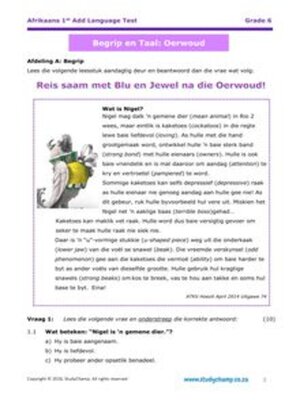 cover image of Grade 6 Afrikaans Toets: Oerwoud